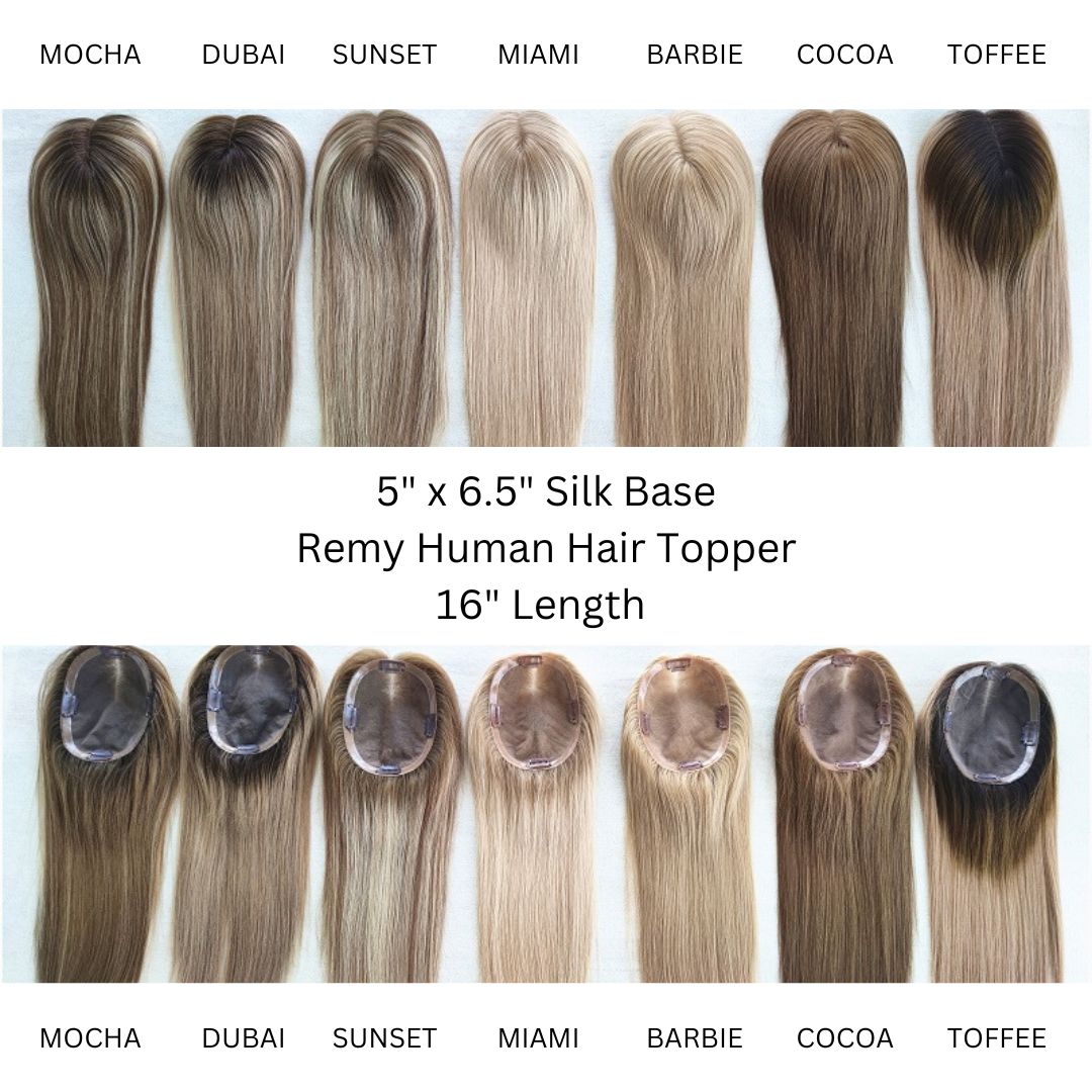 16 Remy Human Hair Toppers 5 x 6.5 Silk Base