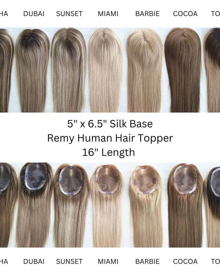 16'' Remy Human Hair Toppers 5 x 6.5 Silk Base - Milk & Honey