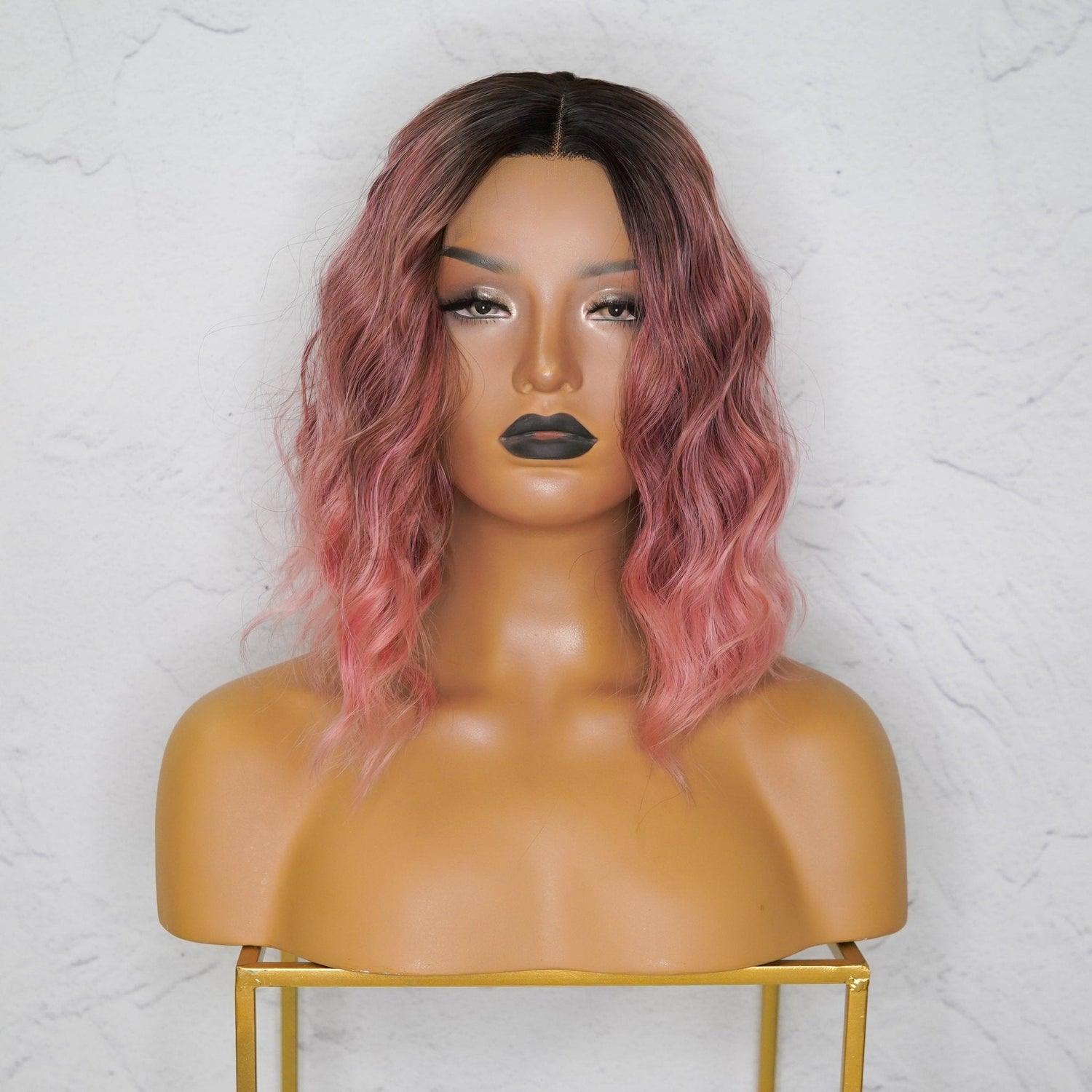 ALESSANDRA Ombre Pink Bob Lace Front Wig - Milk &amp; Honey Wigs