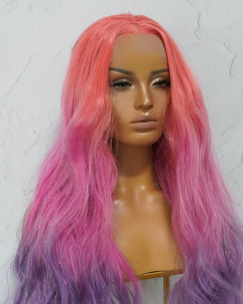 AMBER Tinsel Glitter Ombre Lace Front Wig | RAINBOW WIGS | COLOURFUL WIGS | WIGS ONLINE | WIGS AUSTRALIA 