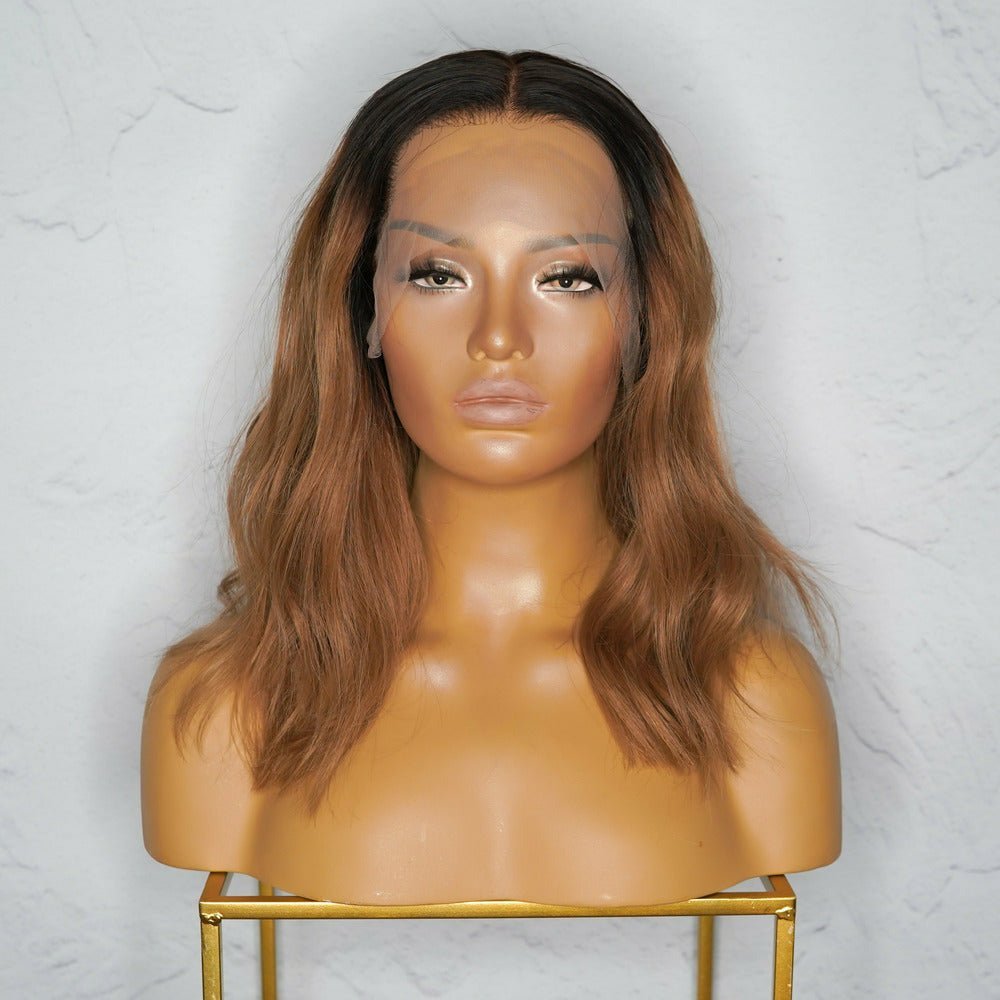 ANEESHA Brown Ombre Human Hair Lace Front Wig - Milk &amp; Honey Wigs