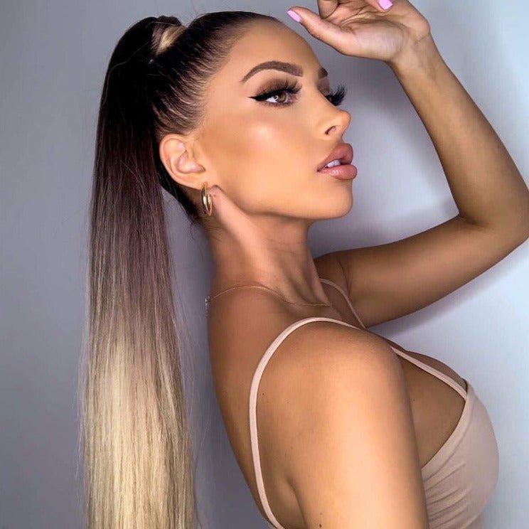 APRYL synthetic ombre straight ponytail, 26 inch | Milk &amp; Honey Wigs