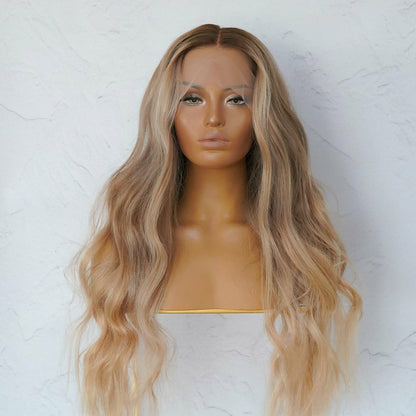 ARIA mixed blonde ombre human hair lace front wig | Milk &amp; Honey Wigs