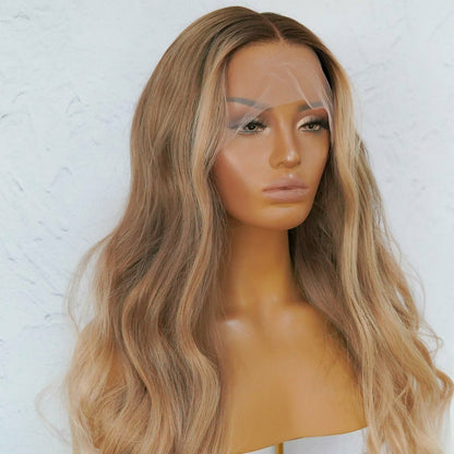 ARIA mixed blonde ombre human hair lace front wig | Milk &amp; Honey Wigs