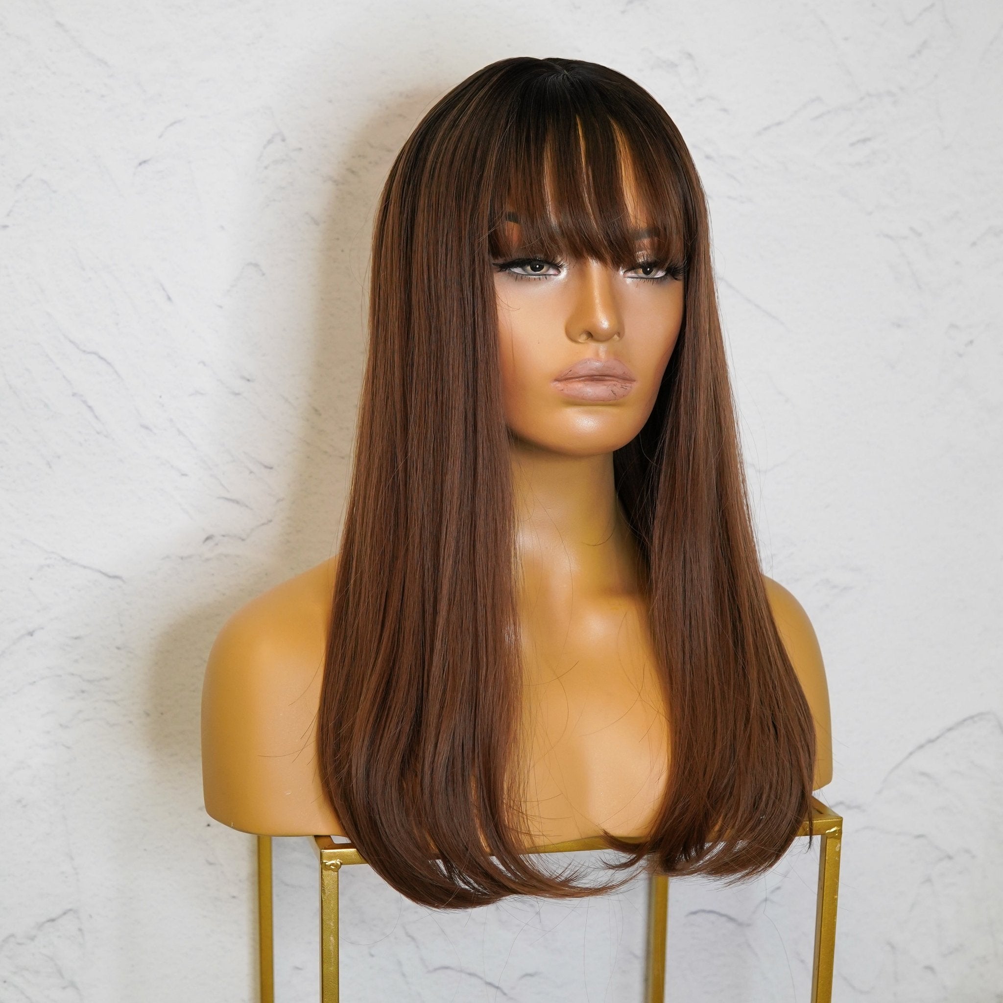 ASHLEY Brown 18&quot; Fringe Wig - Milk &amp; Honey Wigs