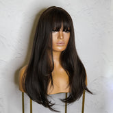 ASHLEY Dark Brown Fringe Wig - Milk & Honey Wigs