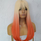 ASHLEY Ombre Peach Fringe Wig - Milk & Honey Wigs