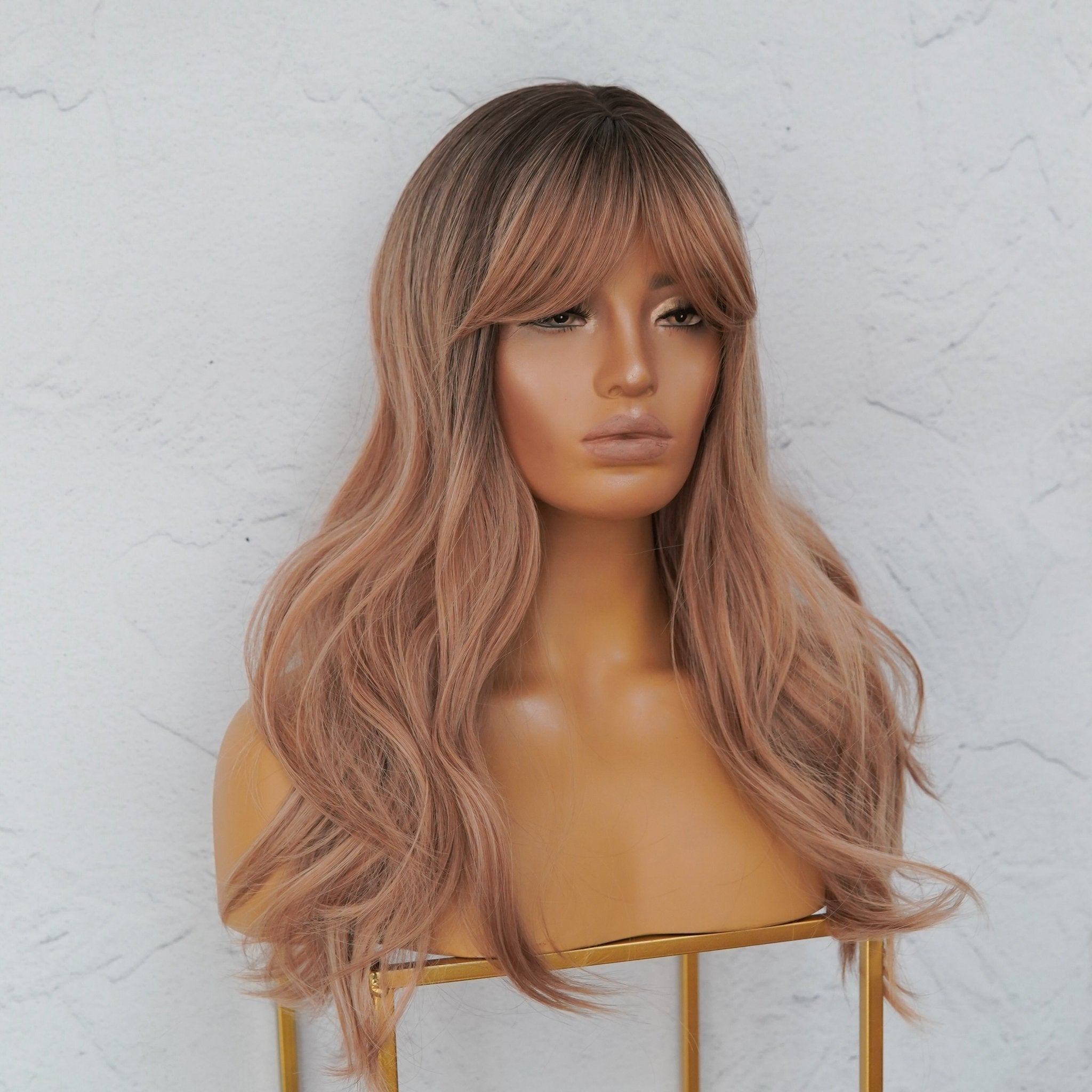AUGUST Brown Ombre Fringe Wig - Milk &amp; Honey Wigs