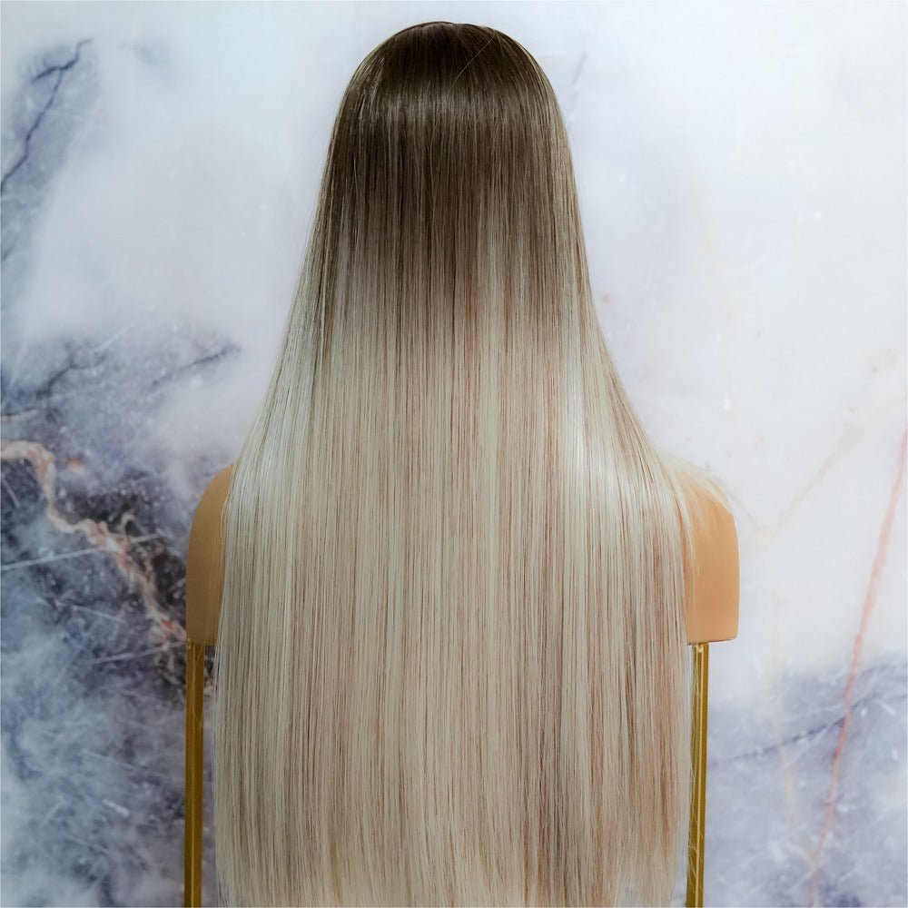 Kardashian 26 Dutch Braid Blonde Ombre Lace Front Middle Part Wig