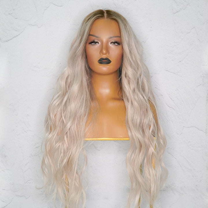 BELLE Ash Blonde Human Hair Lace Front Wig - Milk & Honey