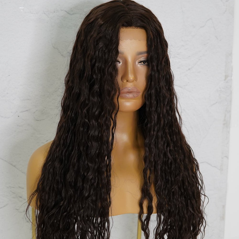 CAMILLA Wet Look Dark Brown Lace Front Wig - Milk & Honey