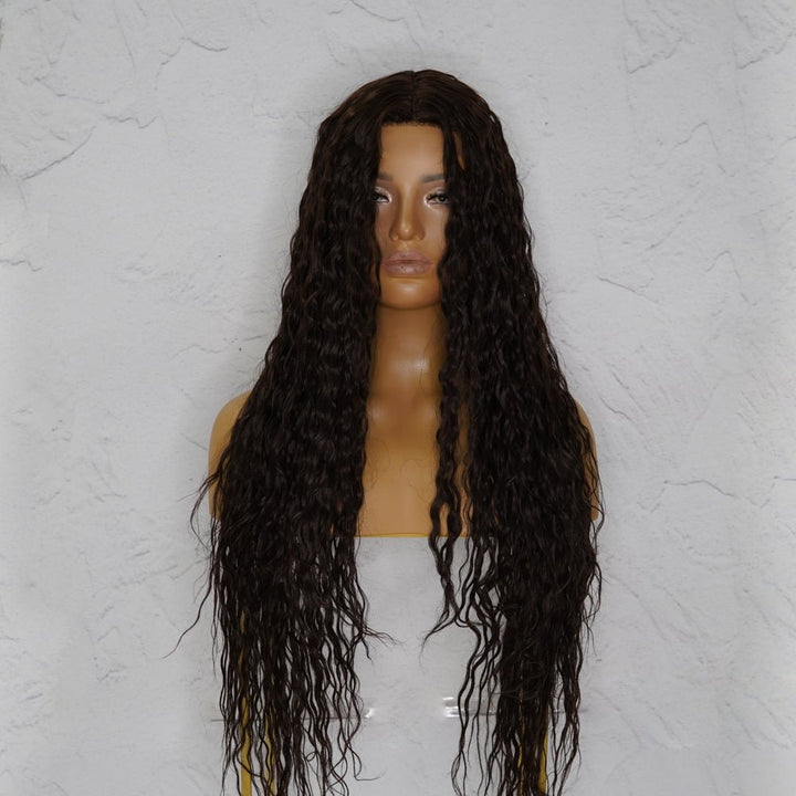 CAMILLA Wet Look Dark Brown Lace Front Wig - Milk & Honey