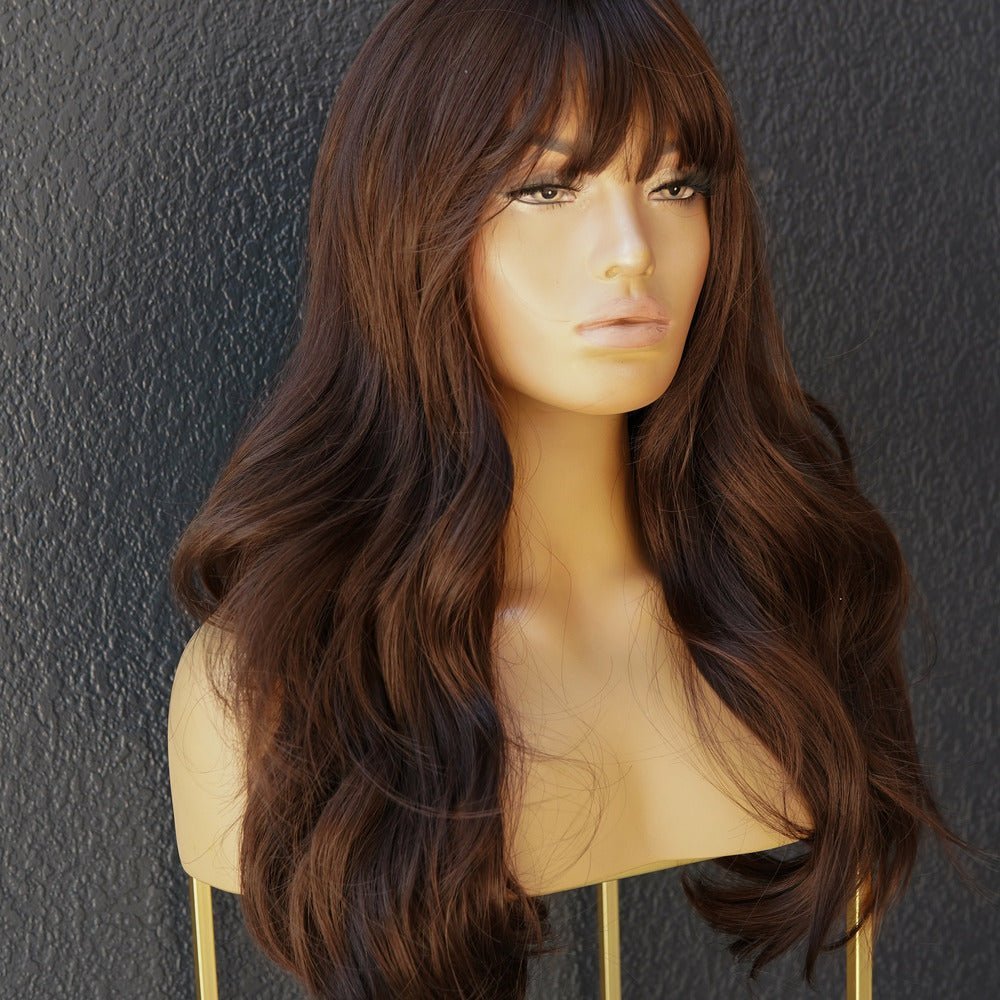 CAPRI Dark Brown Fringe Wig - Milk &amp; Honey Wigs