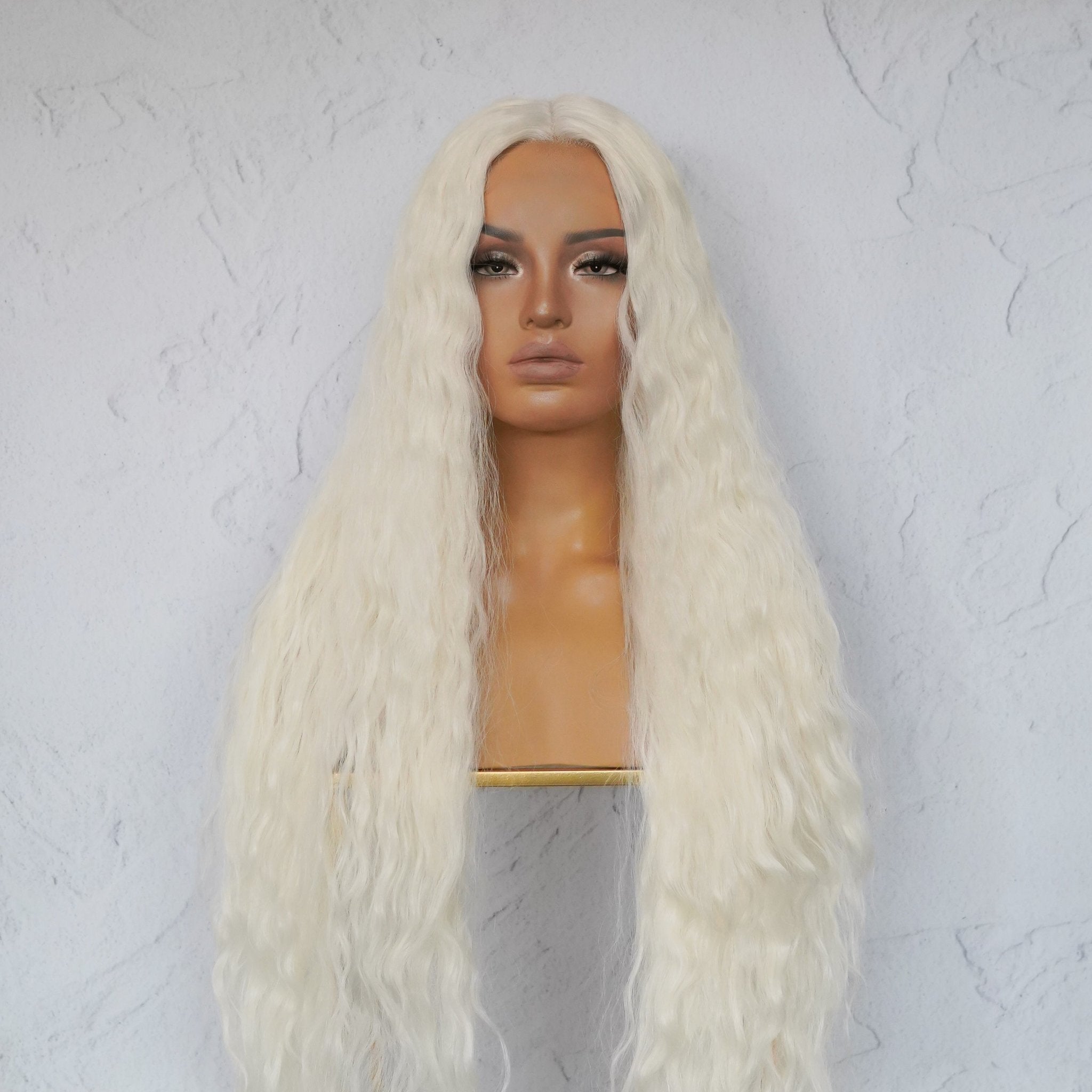 CARDI 40&quot; White Platinum Blonde Lace Front Wig - Milk &amp; Honey Wigs
