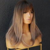 CLARA Ombre Brown Fringe Wig - Milk & Honey Wigs