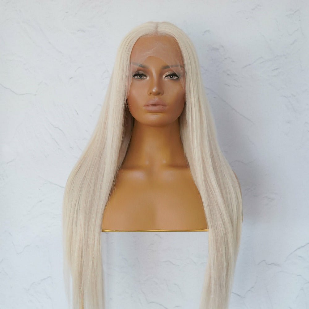 CLEO Platinum White Blonde Human Hair Lace Front Wig - Milk & Honey