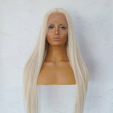 CLEO Platinum White Blonde Human Hair Lace Front Wig - SAMPLES - Milk & Honey Wigs