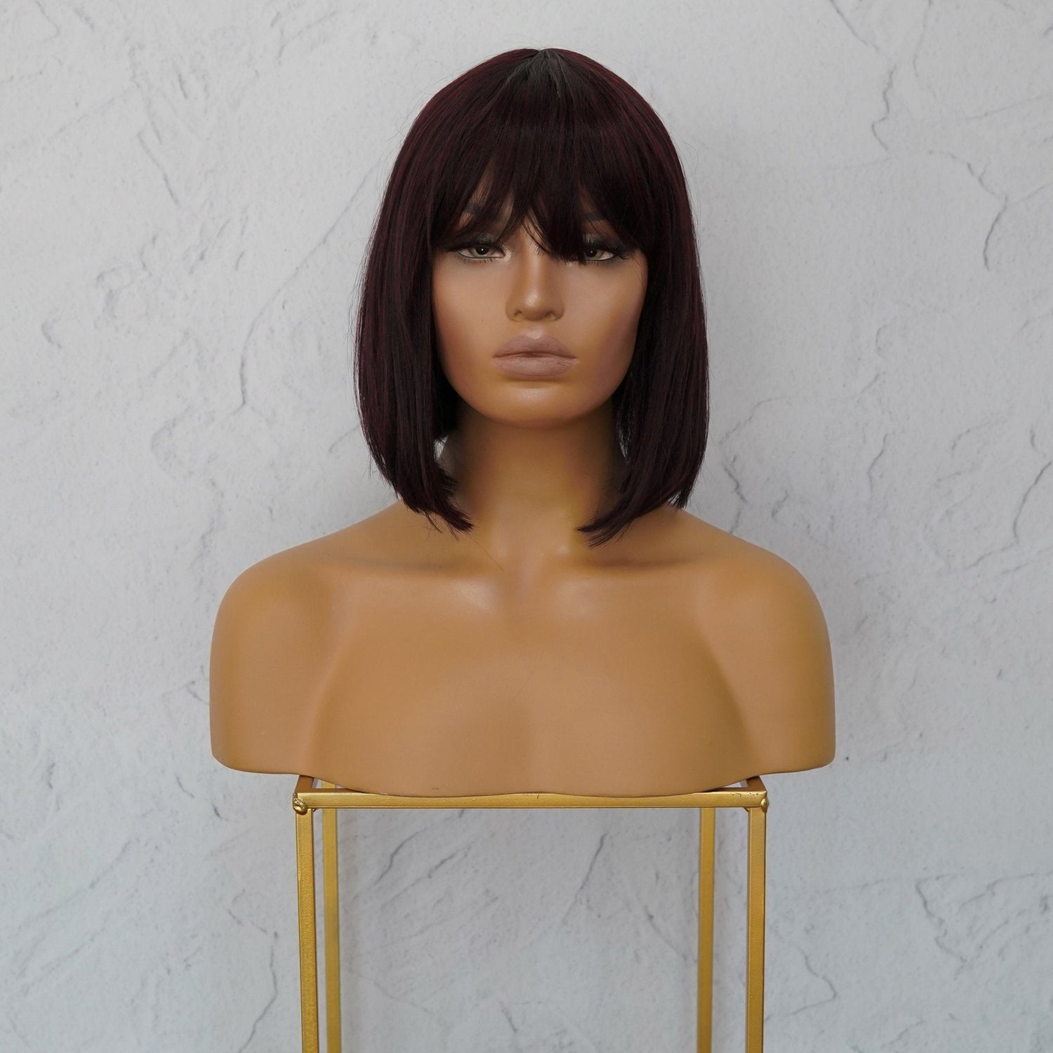 COURTNEY Burgundy Fringe Wig - Milk &amp; Honey Wigs