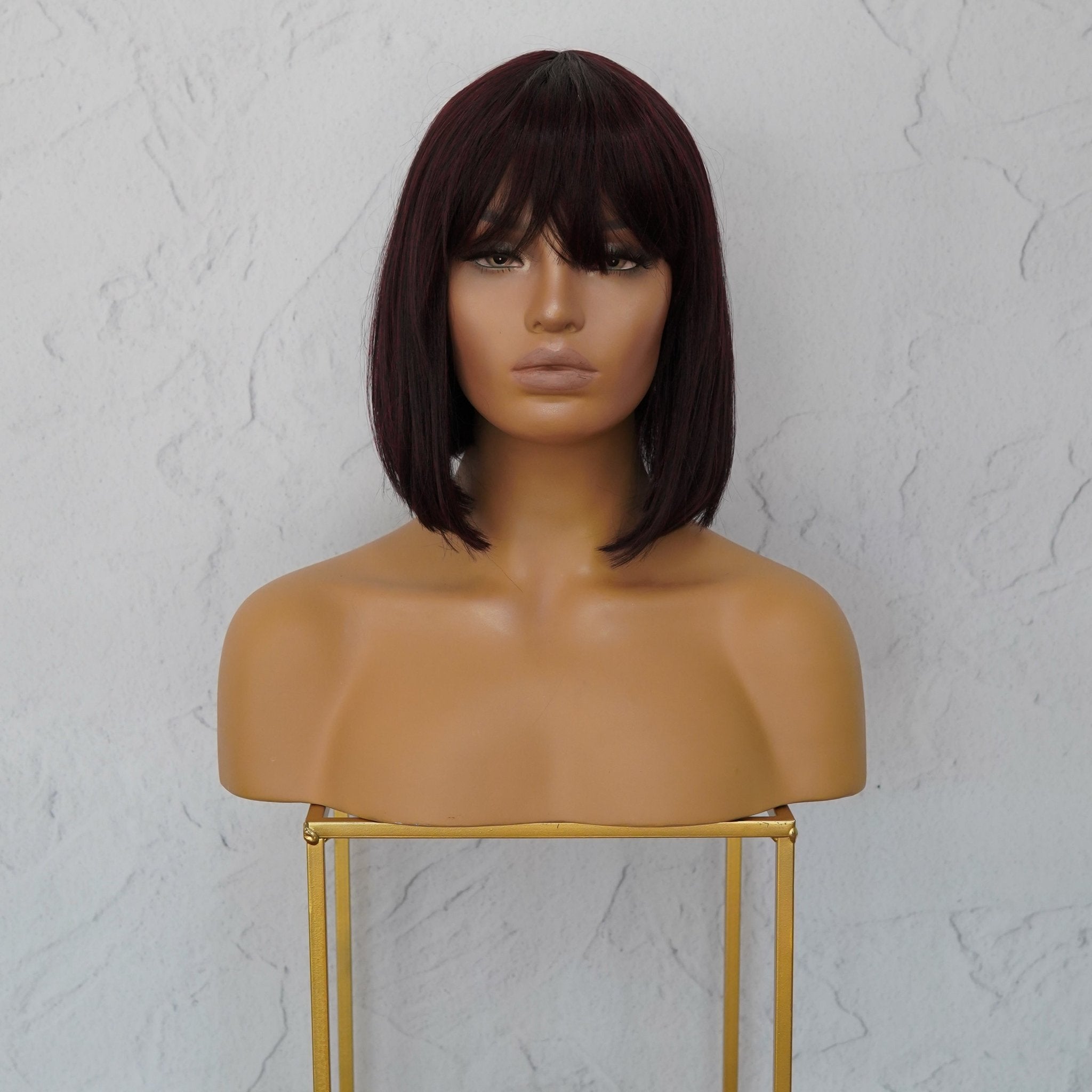 COURTNEY Burgundy Fringe Wig - Milk &amp; Honey Wigs