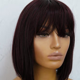 COURTNEY Burgundy Fringe Wig - Milk & Honey Wigs