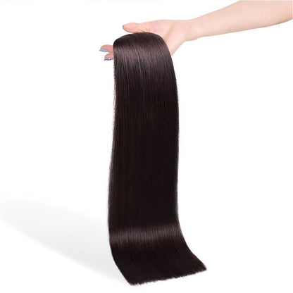 DARKEST BROWN shade 2 human hair clip-in hair extensions | Milk &amp; Honey Wigs