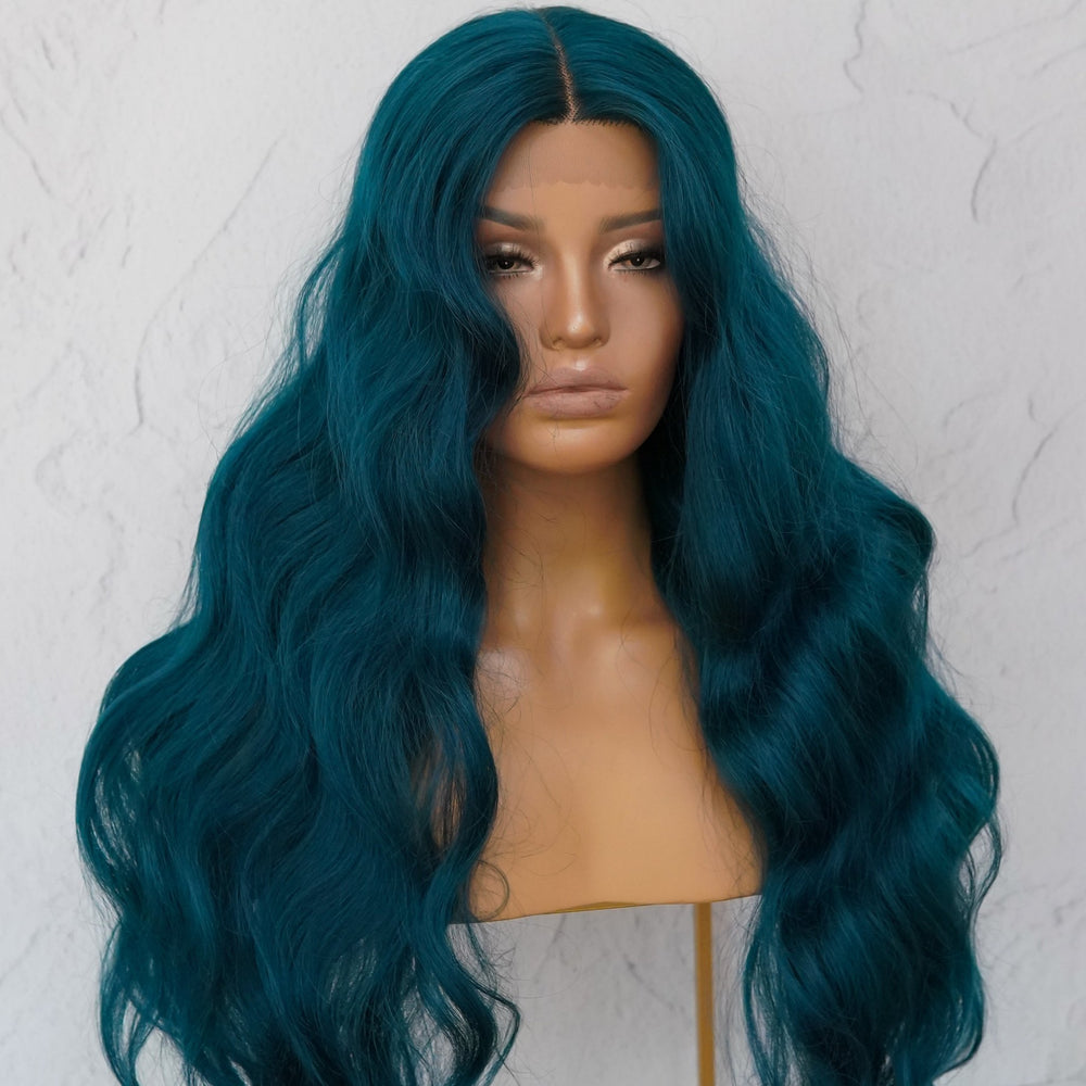 DELILAH Teal Blue 30" Lace Front Wig - Milk & Honey