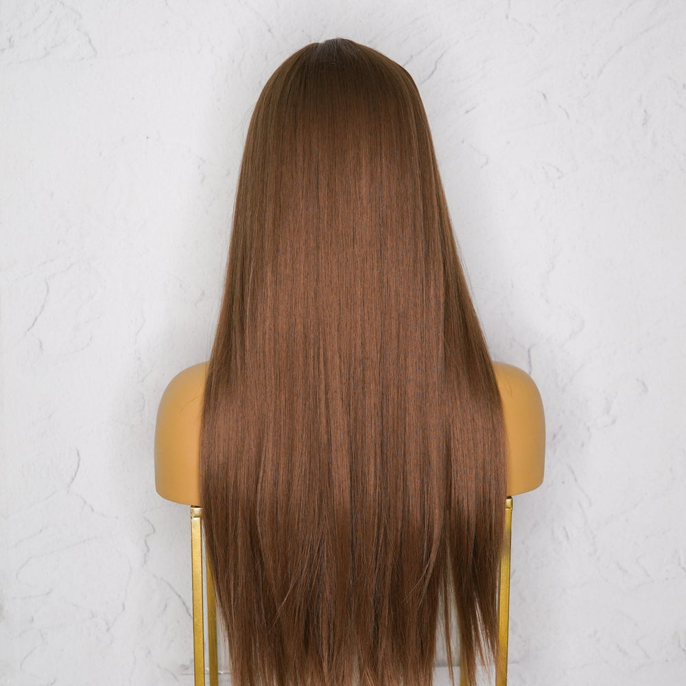 DIANDRA Brown 24" Fringe Wig - Milk & Honey