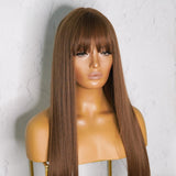 DIANDRA Brown 24" Fringe Wig - Milk & Honey
