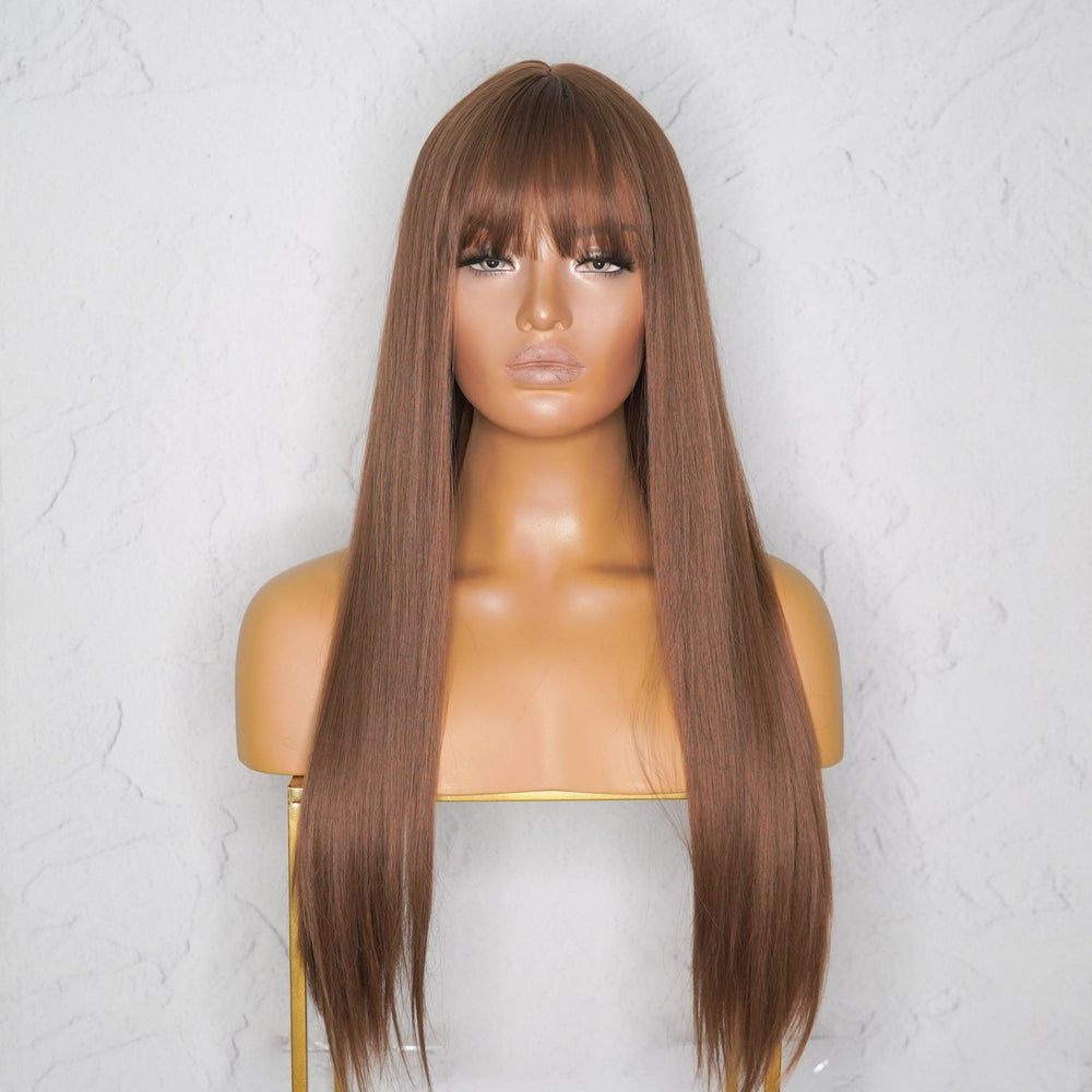 DIANDRA Brown 24" Fringe Wig - Milk & Honey