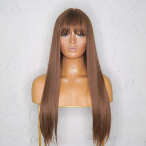 DIANDRA Brown 24" Fringe Wig - Milk & Honey