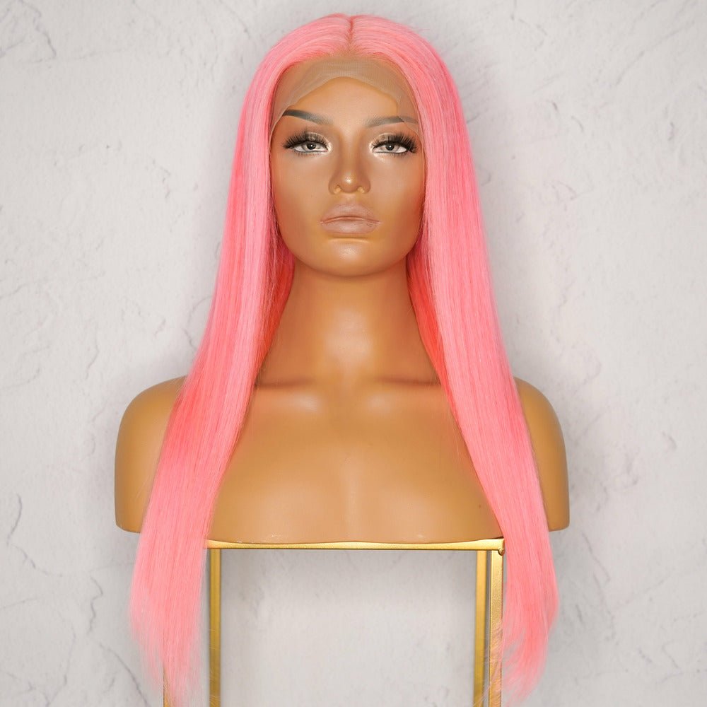 Pink full lace human hair wigs hotsell