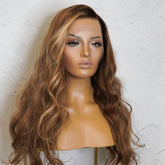 GEMIMA Ombre Brown Human Hair Lace Front Wig - Milk & Honey Wigs