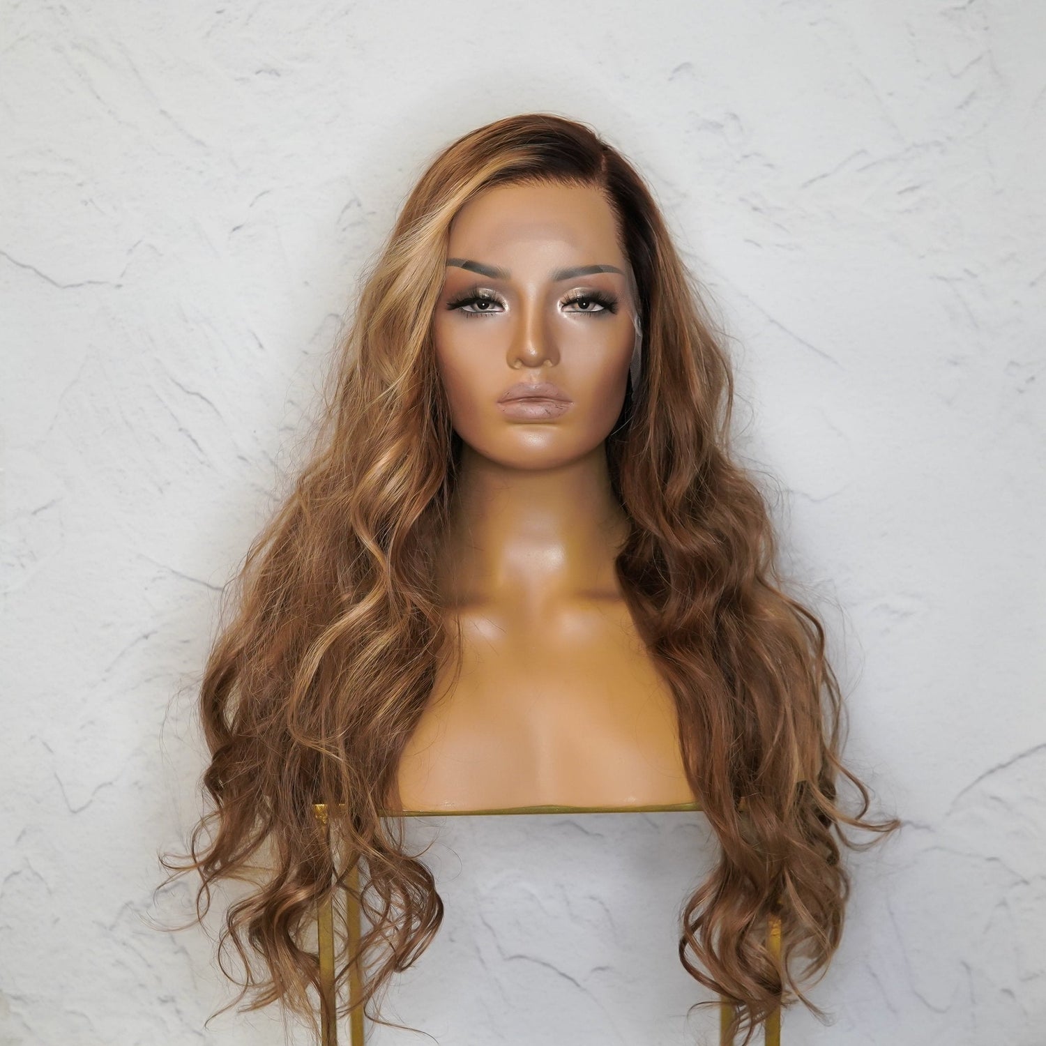 GEMIMA Ombre Brown Human Hair Lace Front Wig - Milk &amp; Honey Wigs