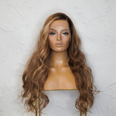 GEMIMA Ombre Brown Human Hair Lace Front Wig - Milk & Honey Wigs