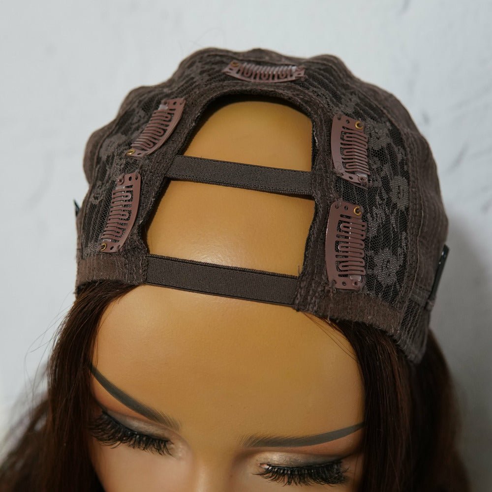 HARPER Dark Brown Human Hair U Part Wig 20&quot; **READY TO SHIP** - Milk &amp; Honey Wigs