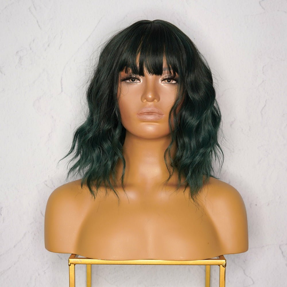 HAYLEY Dark Green Bob Fringe Wig - Milk &amp; Honey Wigs