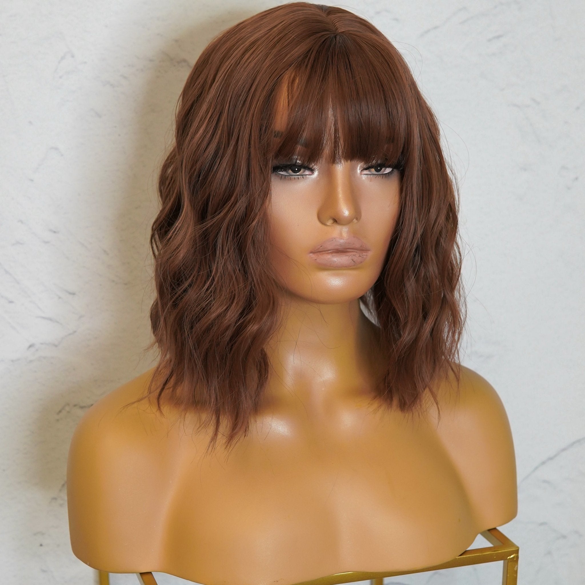 HAYLEY Medium Brown Bob Fringe Wig - Milk &amp; Honey Wigs