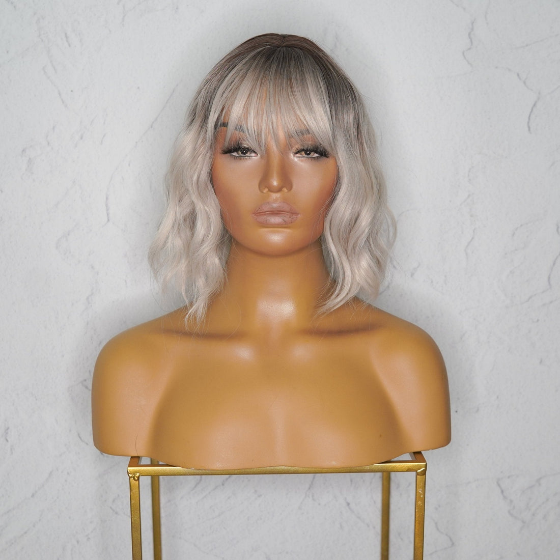 HAYLEY White Ash Blonde Bob Fringe Wig - Milk &amp; Honey Wigs