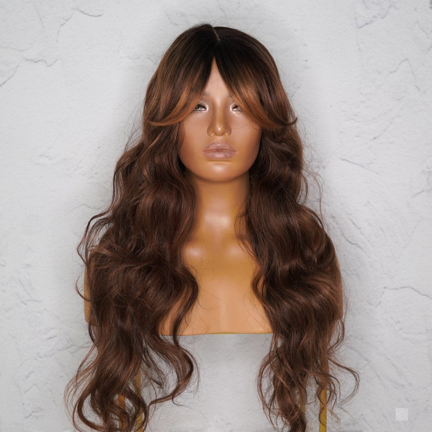 HENLEY Chocolate Brown Lace Fringe Wig - Milk &amp; Honey Wigs