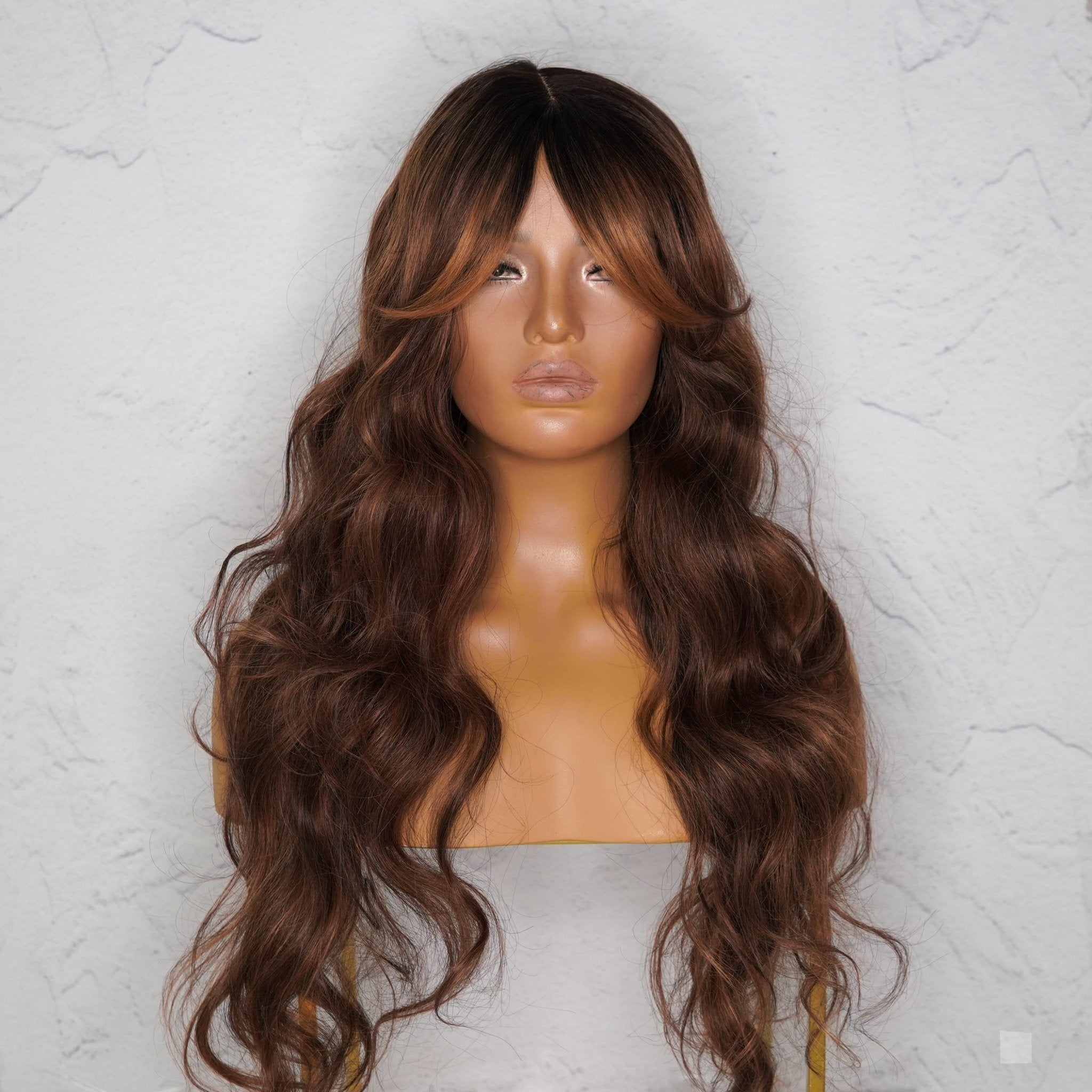 HENLEY Chocolate Brown Lace Fringe Wig - Milk &amp; Honey Wigs