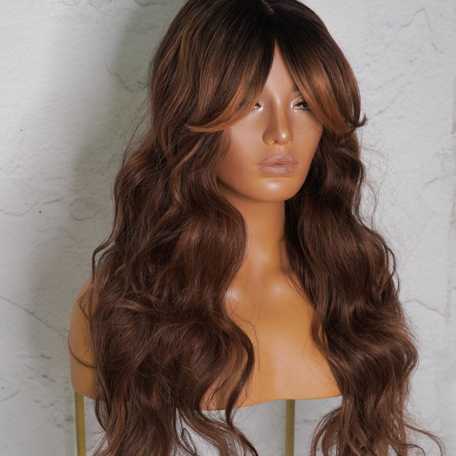 HENLEY Chocolate Brown Lace Fringe Wig - Milk &amp; Honey Wigs