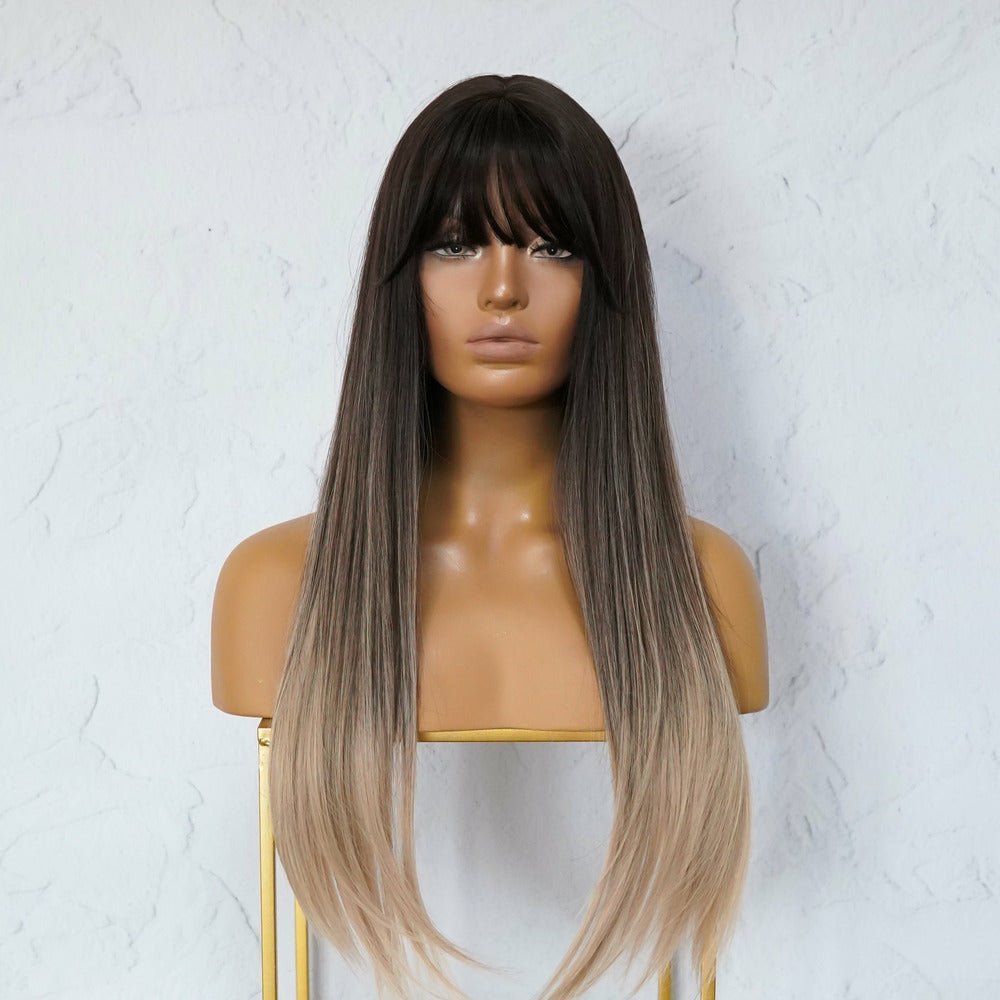 ISHA Brown Ombre Fringe Wig - Milk &amp; Honey Wigs