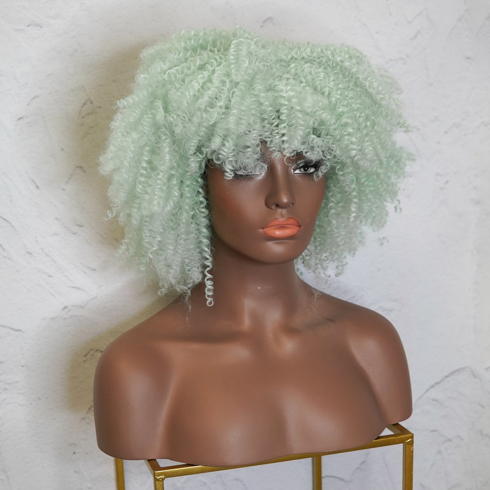 JAYDA Mint Blue Afro Curl Wig