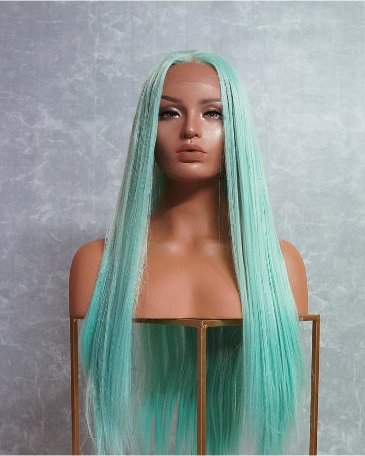 JENNER Mint Aqua Blue Hair 24 Inch Long Lace Front Wig 
