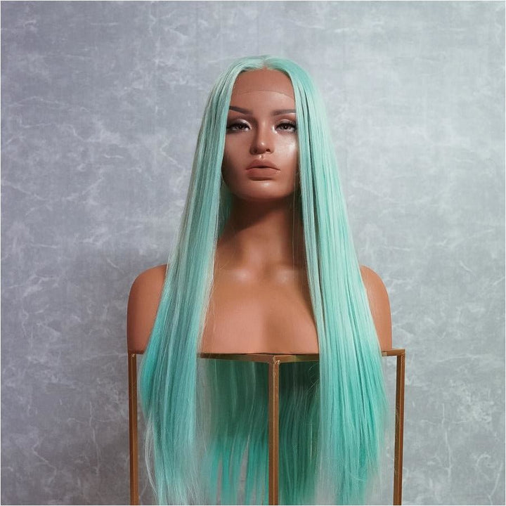 JENNER Mint Aqua Blue Hair 24 Inch Long Lace Front Wig 