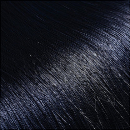 JET shade 1 human hair clip-in hair extensions | Milk &amp; Honey Wigs