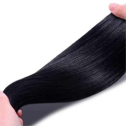 JET shade 1 human hair clip-in hair extensions | Milk &amp; Honey Wigs