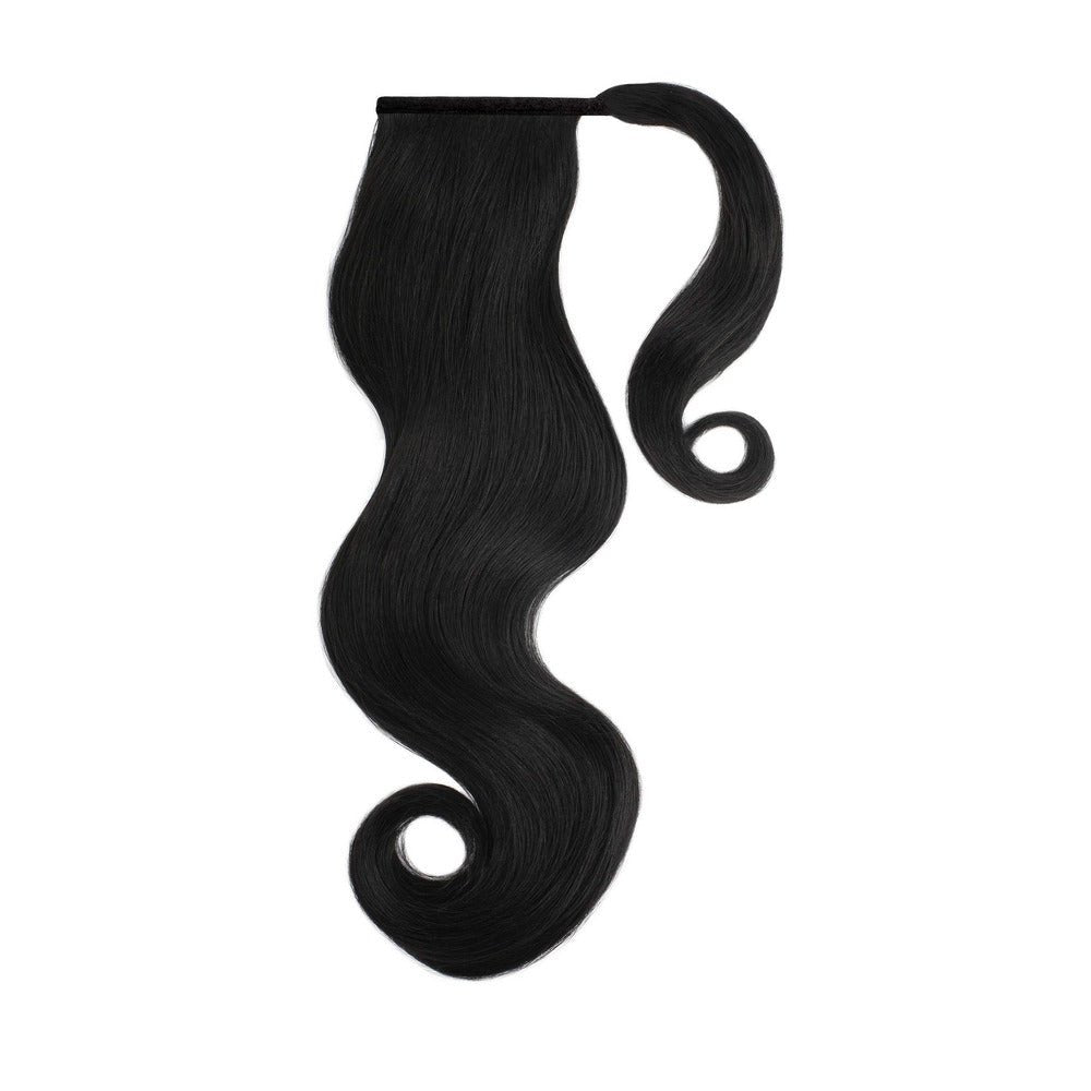JET BLACK Remy Human Hair Ponytail - Milk &amp; Honey Wigs