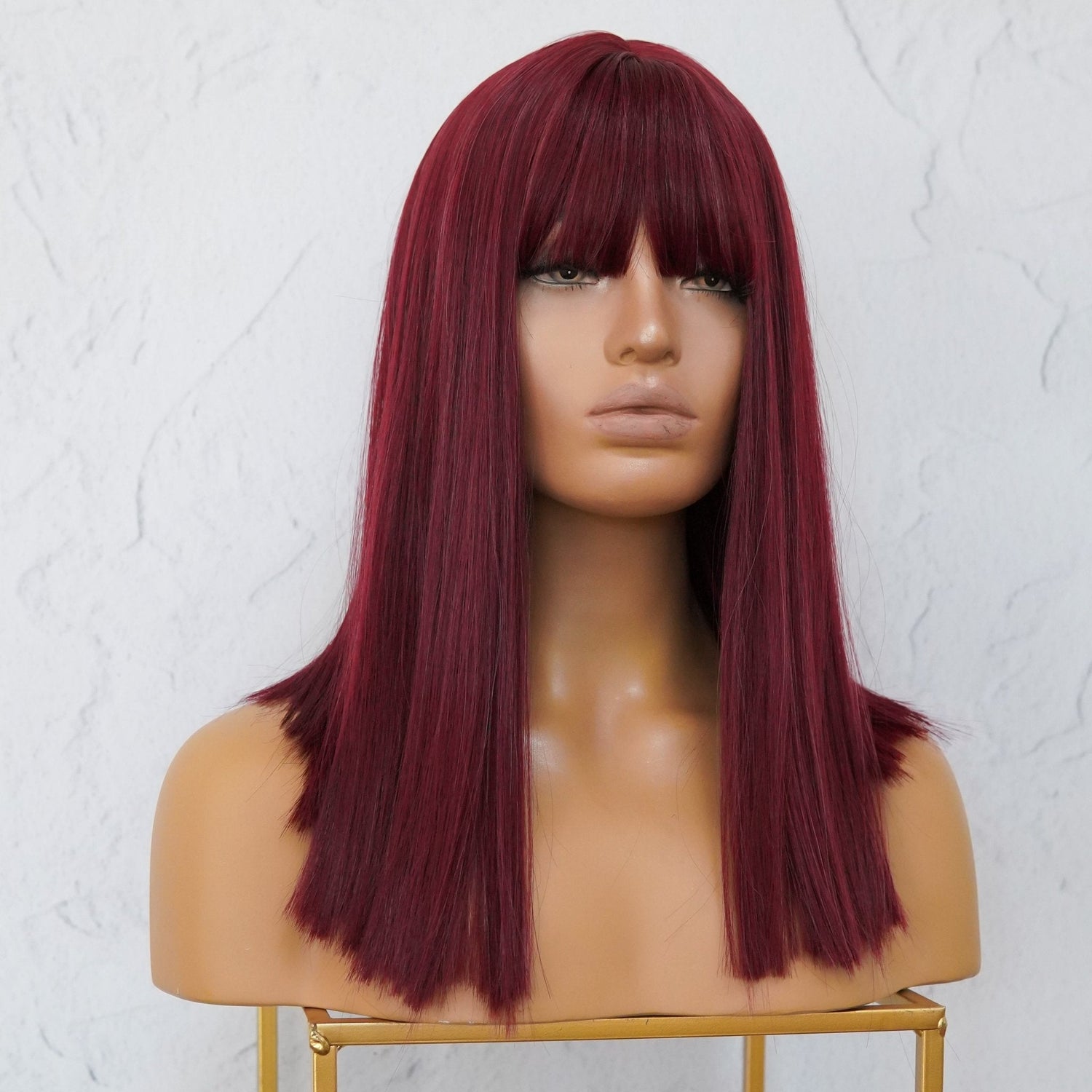 JOLIE Burgundy Fringe Wig - Milk &amp; Honey Wigs