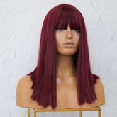 JOLIE Burgundy Fringe Wig - Milk & Honey Wigs
